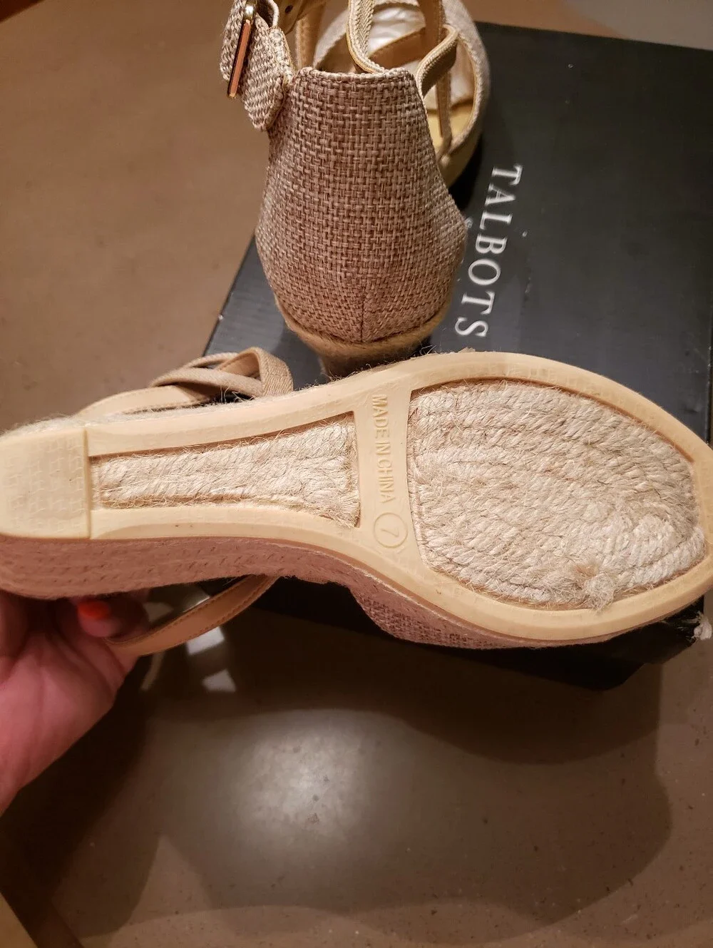 Natural Strappy Wedge Shoes